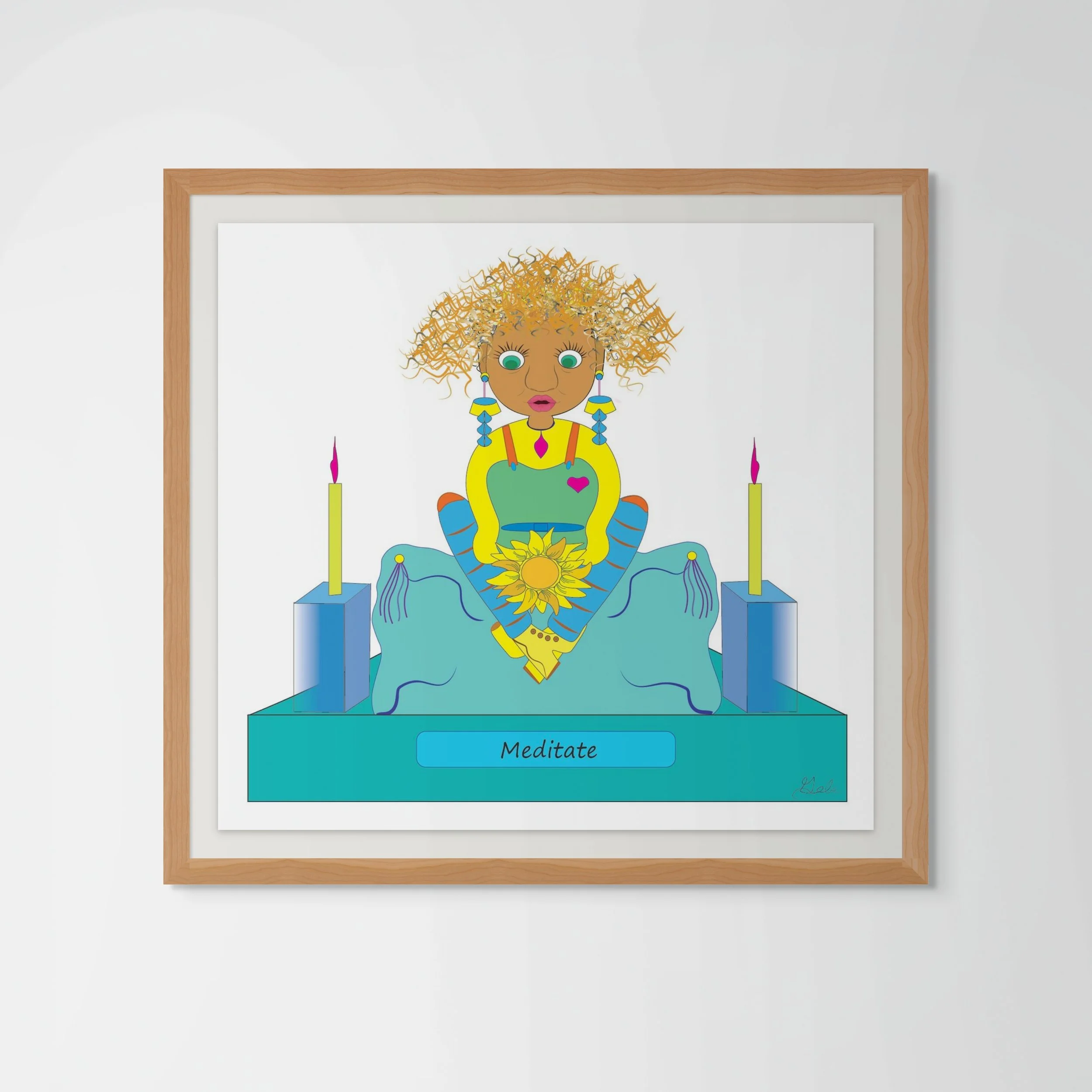 Meditating Woman. Minamalist  Yoga art