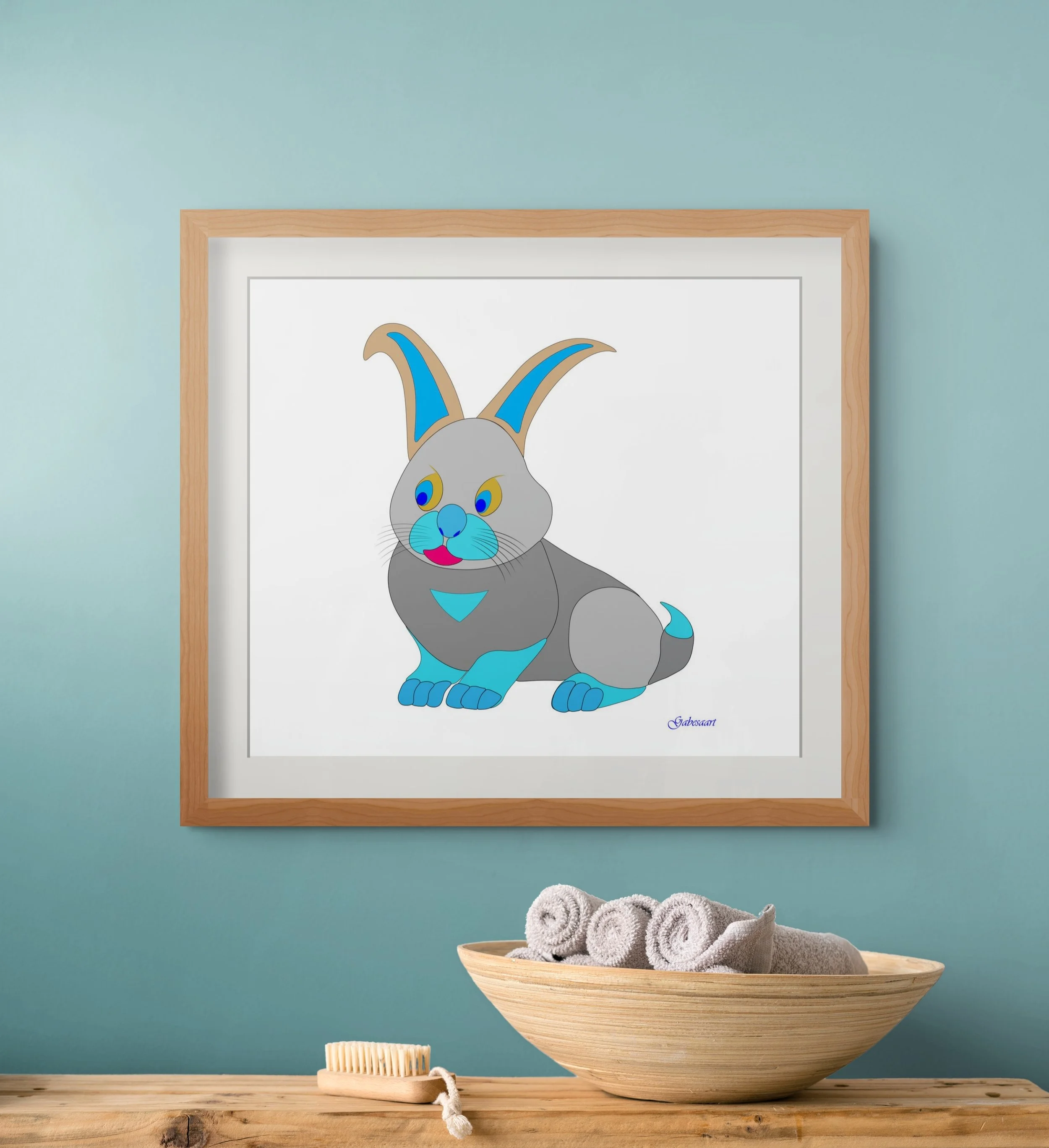 Cute Bunny Kids Art: Bunny Blue Zone