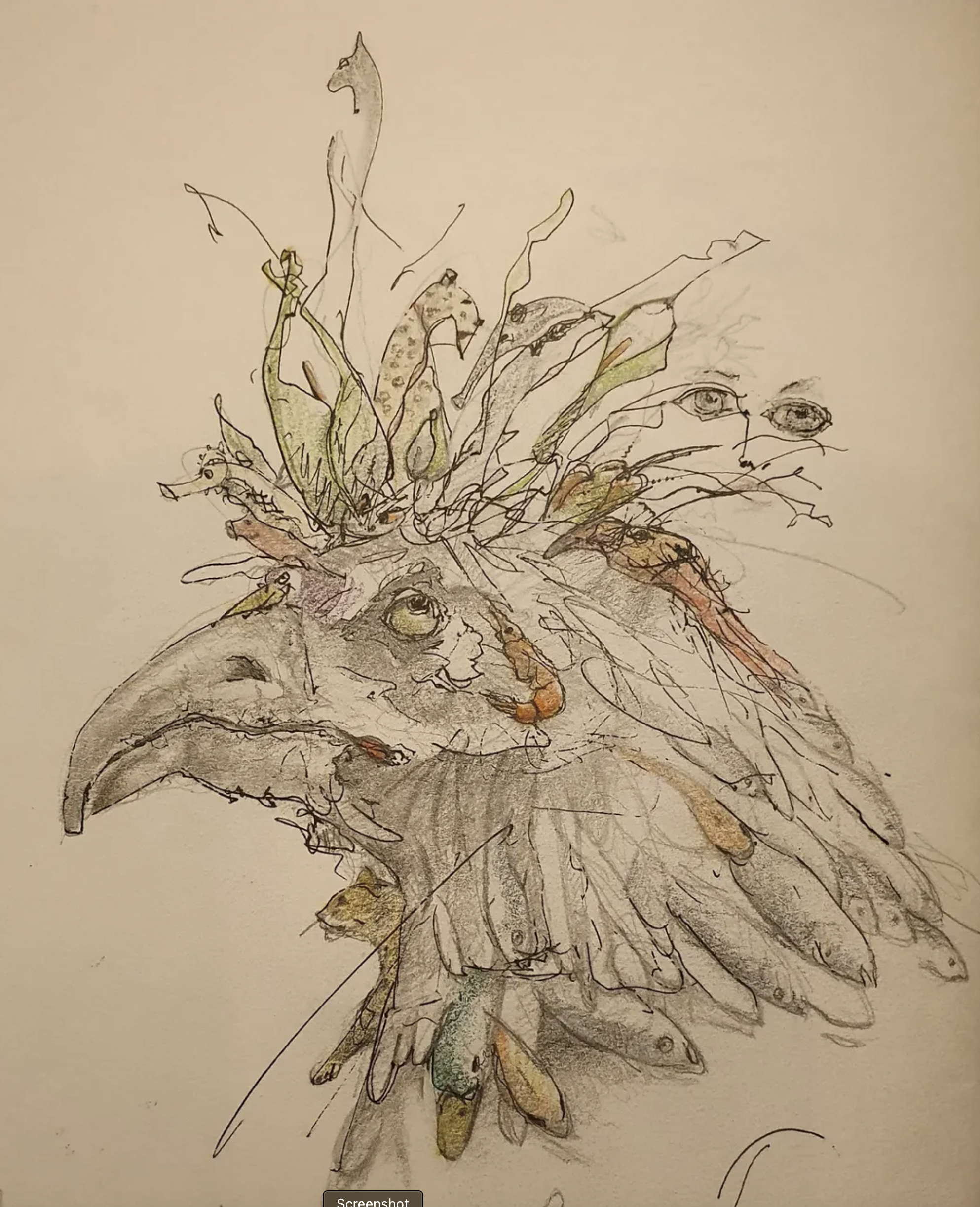 I love mindful doodling and sometimes something fun results. The more you look the more you see.