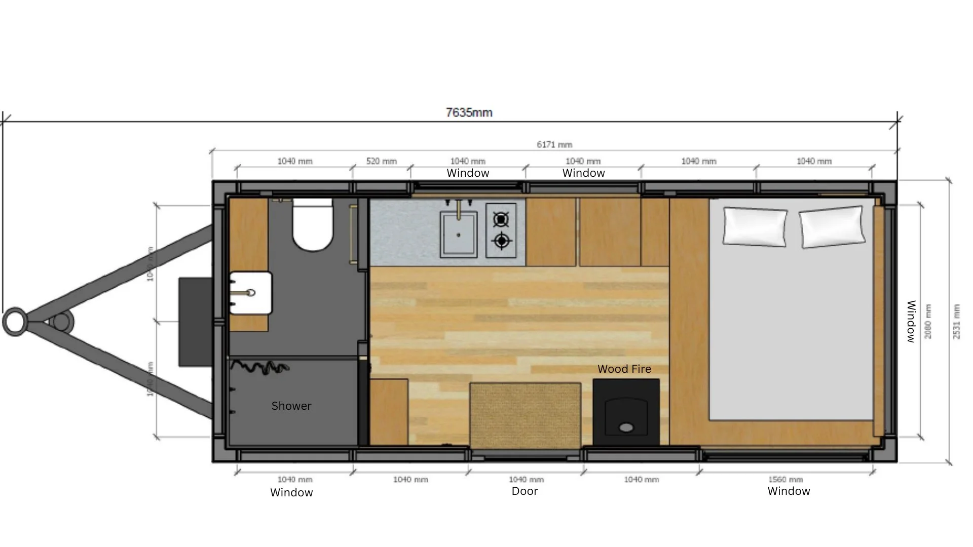 Floor plan of a Alt.Form tiny home.