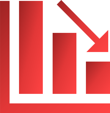 Red and black abstract geometric design with overlapping rectangles and a downward arrow.