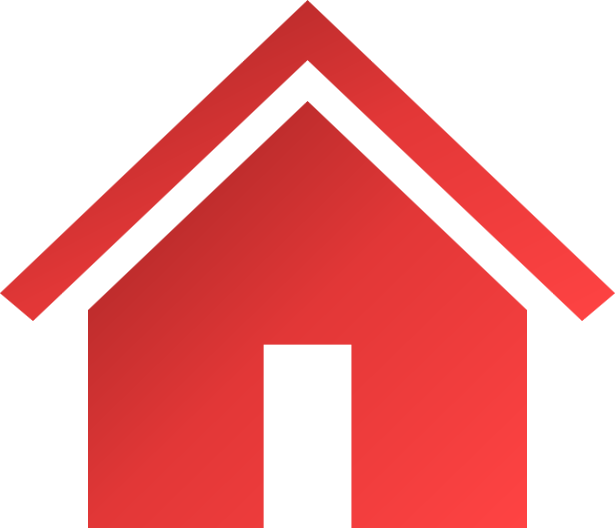 Red house icon with black outlines