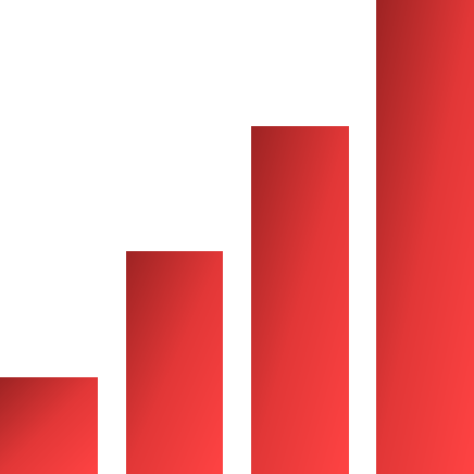 Bar graph with four red bars increasing in height from left to right, set against a black background.