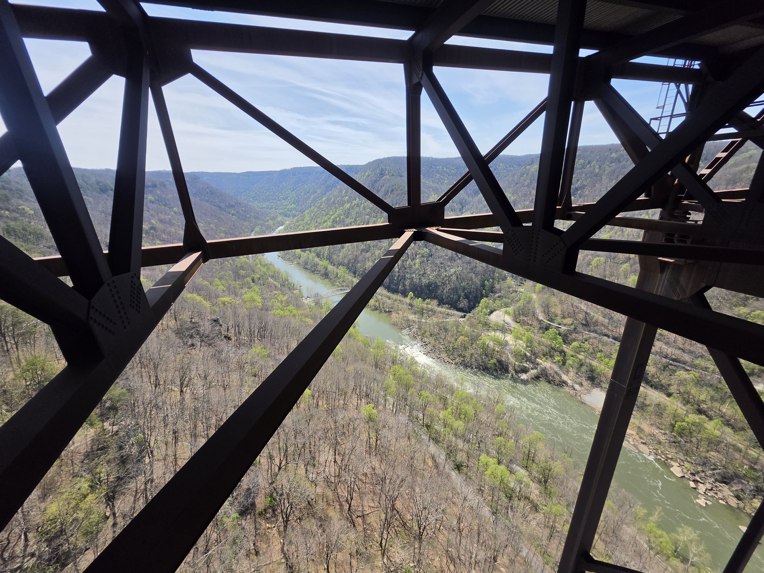 View of the New River and Fayette Station bridge from the catwalk on the New River Bridge