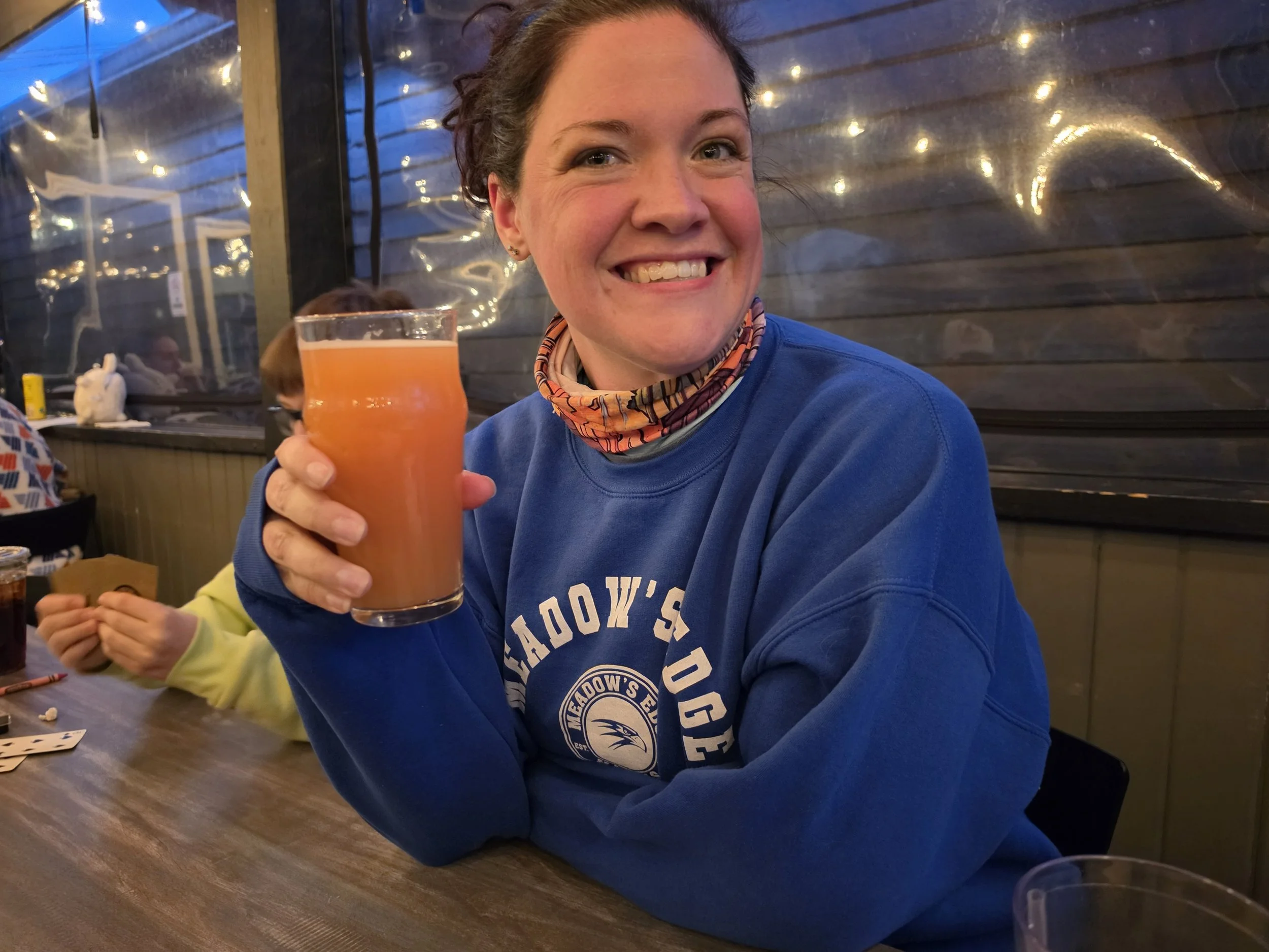 Enjoying a cider from Pies & Pints in Fayetteville