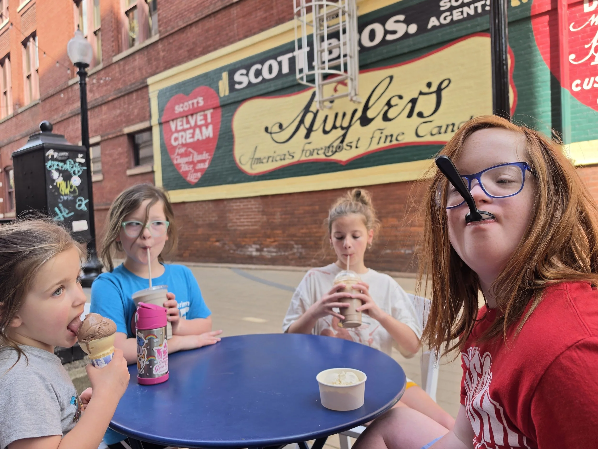 Kids enjoy ice cream at Ellen's Ice Cream in Charleston, West Virginia
