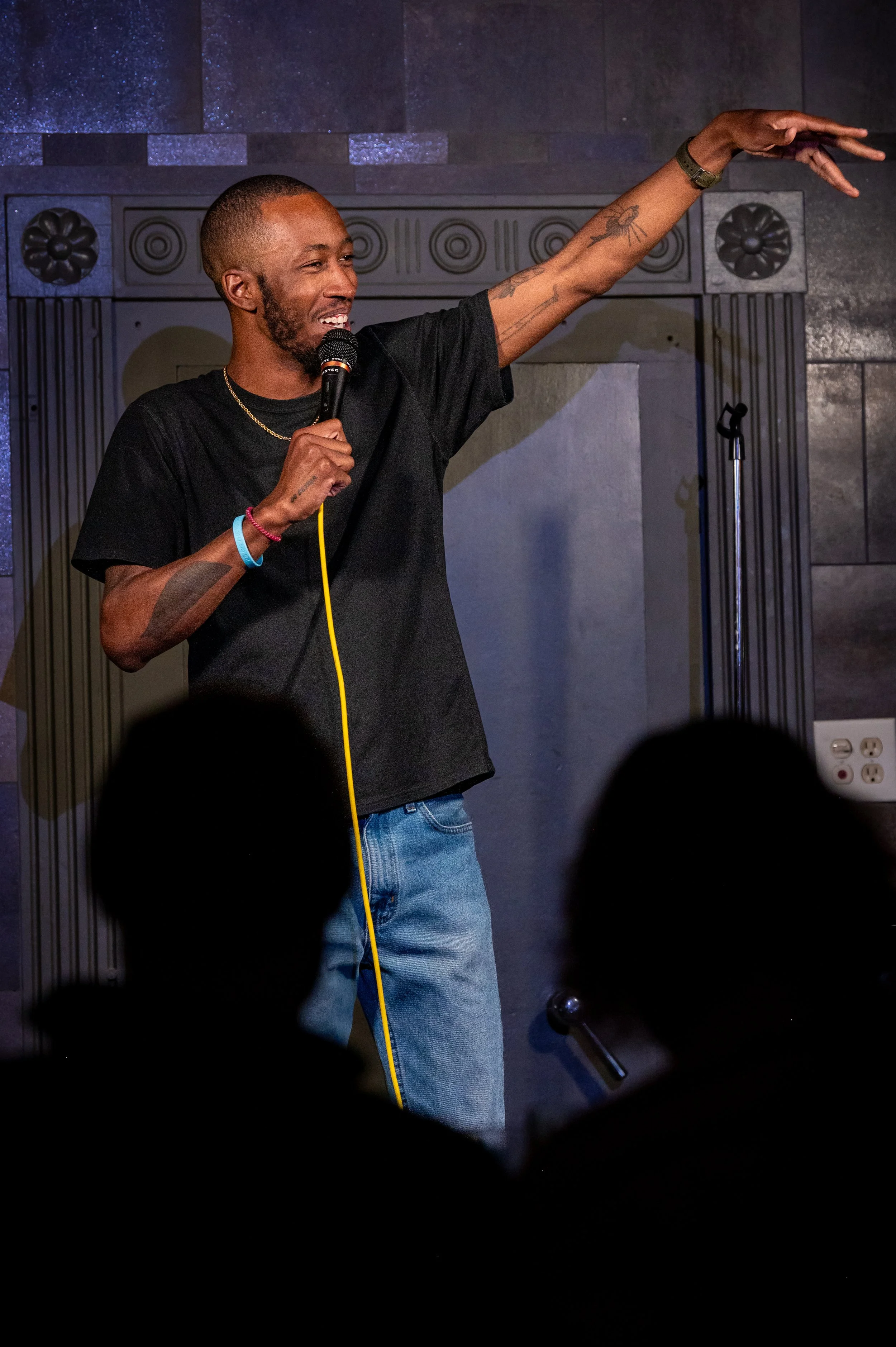 Eeland Stribling performing stand up comedy at Pikes Punks Comedy Show in Colorado Springs