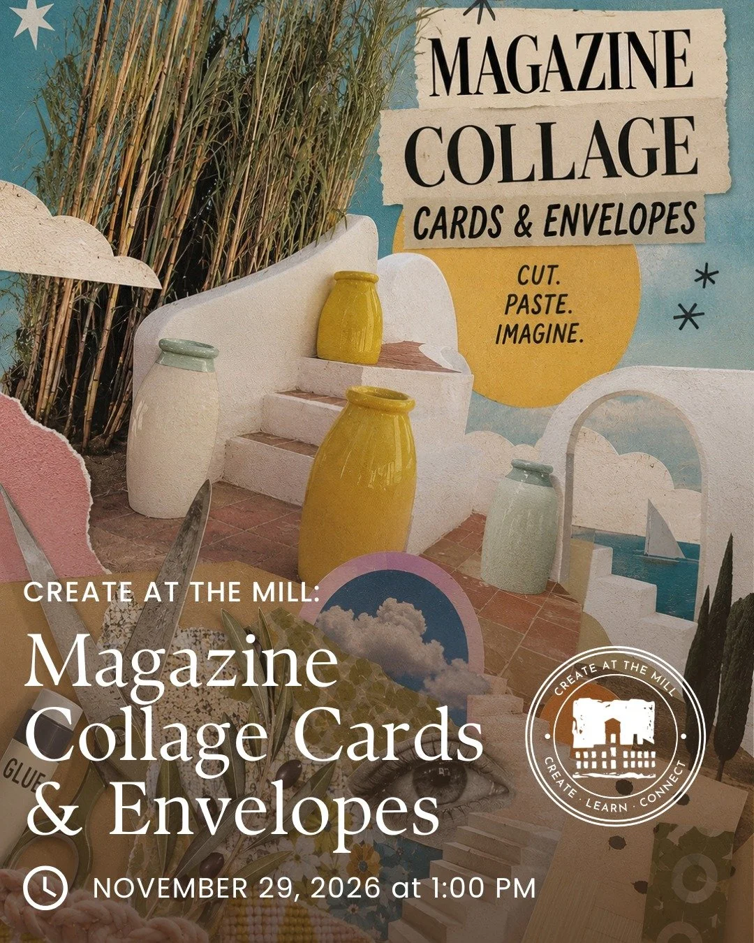 ✂️ Make your mail a little more magical.

Turn pages of old magazines into something completely new at our Magazine Collage Cards &amp; Envelopes Workshop at Alton Mill Arts Centre!

Spend a creative afternoon cutting, layering, arranging and playing