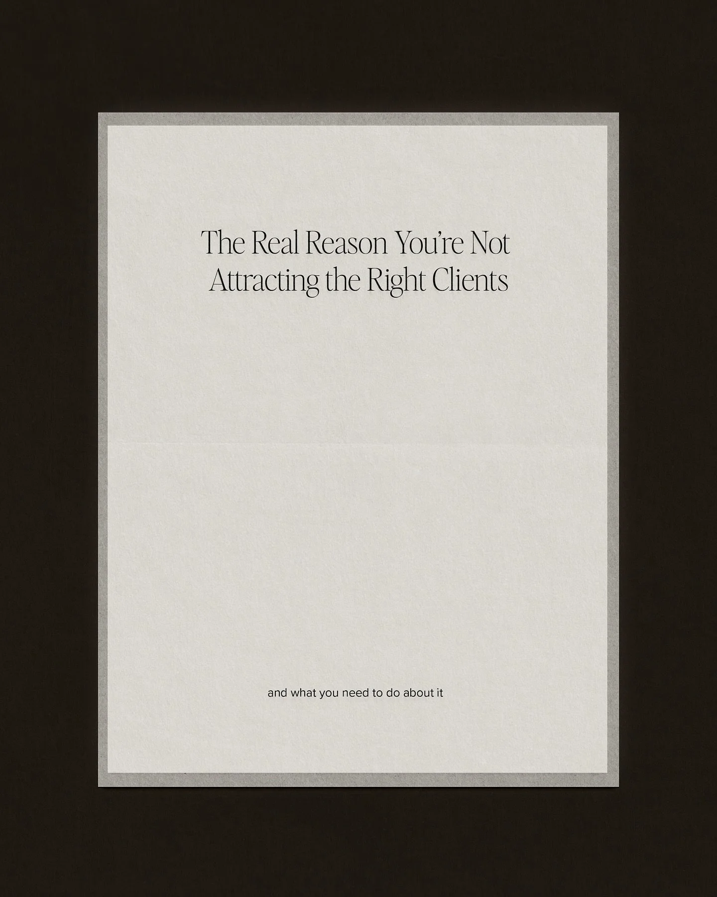 The clients you want exist. They&rsquo;re just not connecting with what they see.

Your visuals are your first impression. If they don&rsquo;t communicate your level of clarity and confidence, they attract people who don&rsquo;t match it.

It&rsquo;s