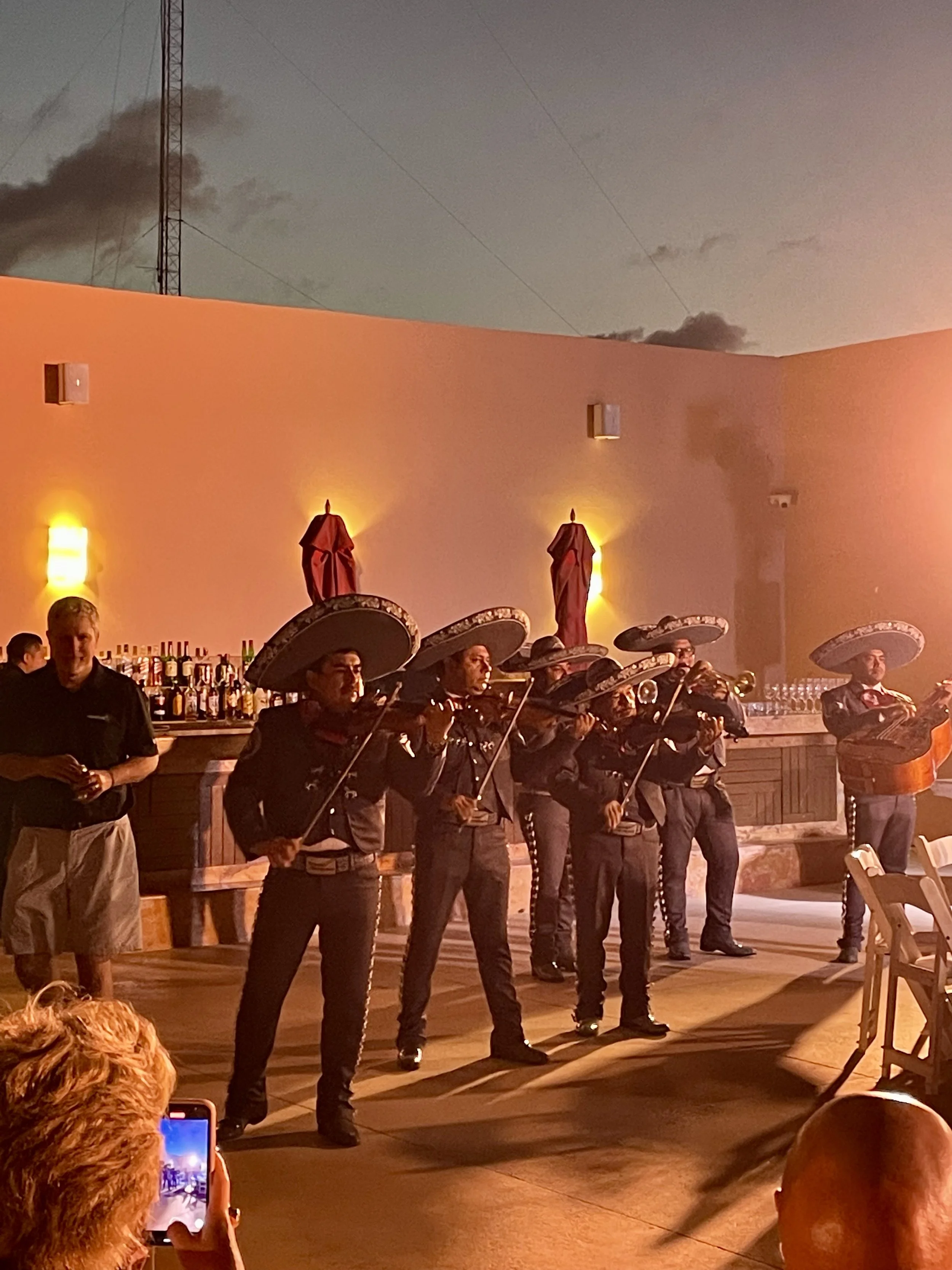 SKO attendees were surprise and delighted with a Mariachi band to play for them during their dinner on the outside terrace in Cancun, MX.