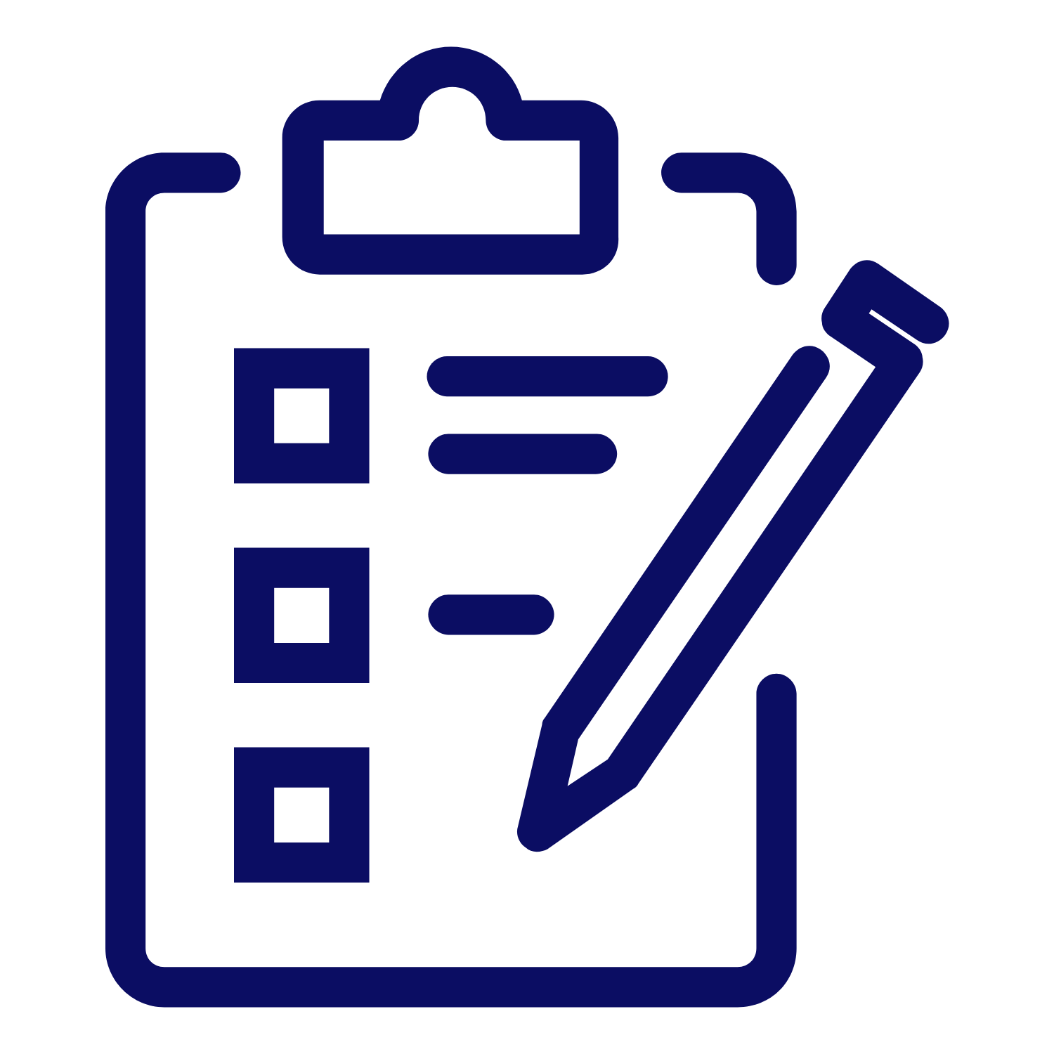 Outline of a smartphone displaying a checklist, pencil, and calendar icons.