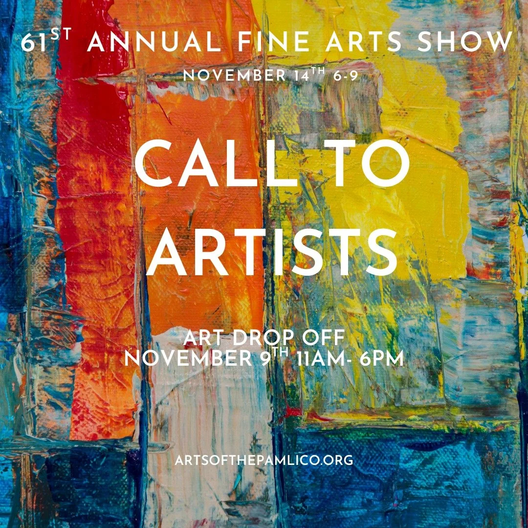 🎨 Calling all artists!
The Fine Arts Show returns to the Turnage Theatre, and we want YOUR work on display.
📅 Drop-Off Day: Sunday, Nov 9 | 11 AM–6 PM
📍 Turnage Theatre Gallery, Washington, NC
This is your chance to showcase your art in on