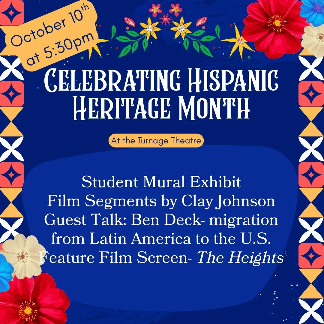 🌎✨ Save the Date!
Join us at the historic Turnage Theatre for an evening celebrating Hispanic Heritage through art, film, and conversation.
📅 Friday, October 10, 2025
⏰ 5:30–8:30 PM
📍 Turnage Theatre, Washington NC
🎟 Free & open to the