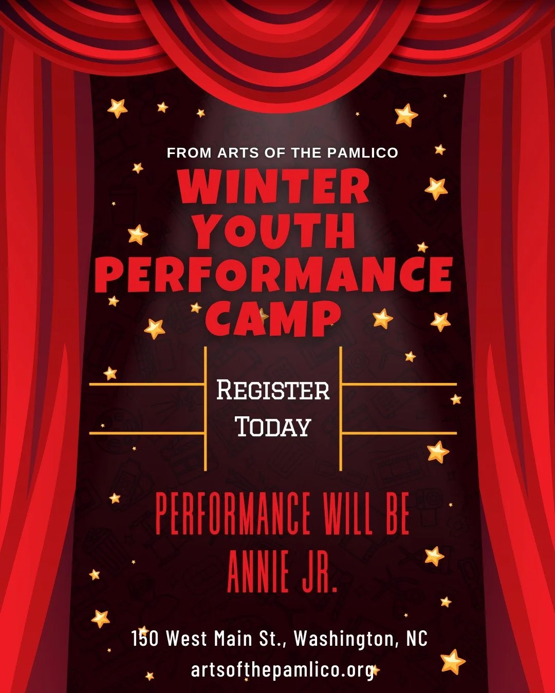 🎭✨ Winter Youth Theatre Camp: Annie Jr. ✨🎭

Calling all young performers in grades 6&ndash;12!
Join us this winter for our Youth Theatre Camp and take the stage in the beloved musical Annie Jr. 💛

🌟 Rehearsal Dates:
&bull; Dec 1&ndash;18 | 4&ndas