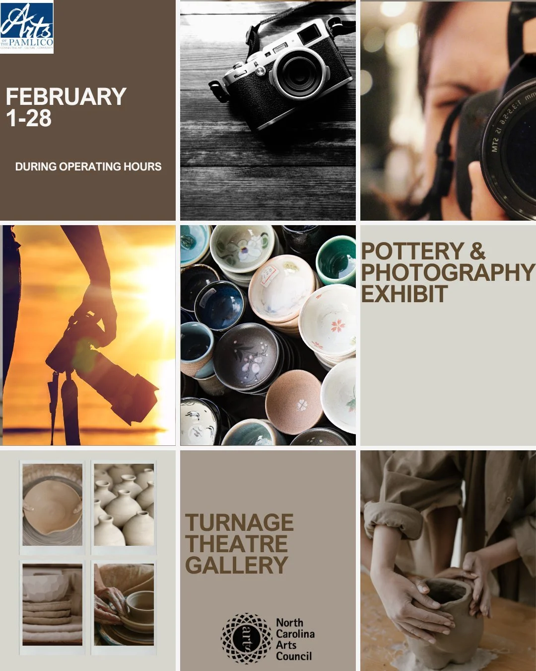 ✨ Opening Reception &ndash; Photography &amp; Pottery Exhibits ✨
Join us TONIGHT from 6&ndash;8 PM at the Historic Turnage Theatre to celebrate our newest gallery shows featuring photography and pottery from talented artists. Enjoy art, community, an