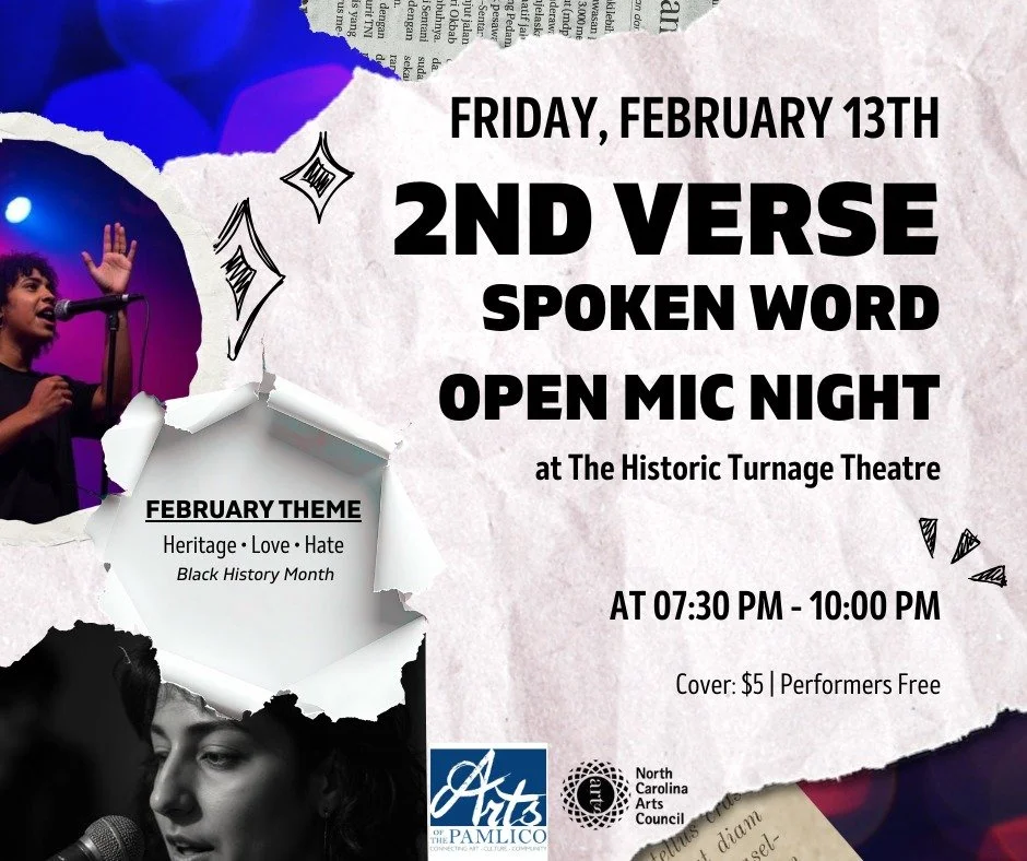 🎤 Tonight at the Turnage!

Join us for 2nd Verse Poets &ndash; Spoken Word Open Mic tonight at 7:30 PM as we celebrate Black History Month through powerful spoken word. This month&rsquo;s theme&mdash;Heritage, Love, and Hate&mdash;explores Black her