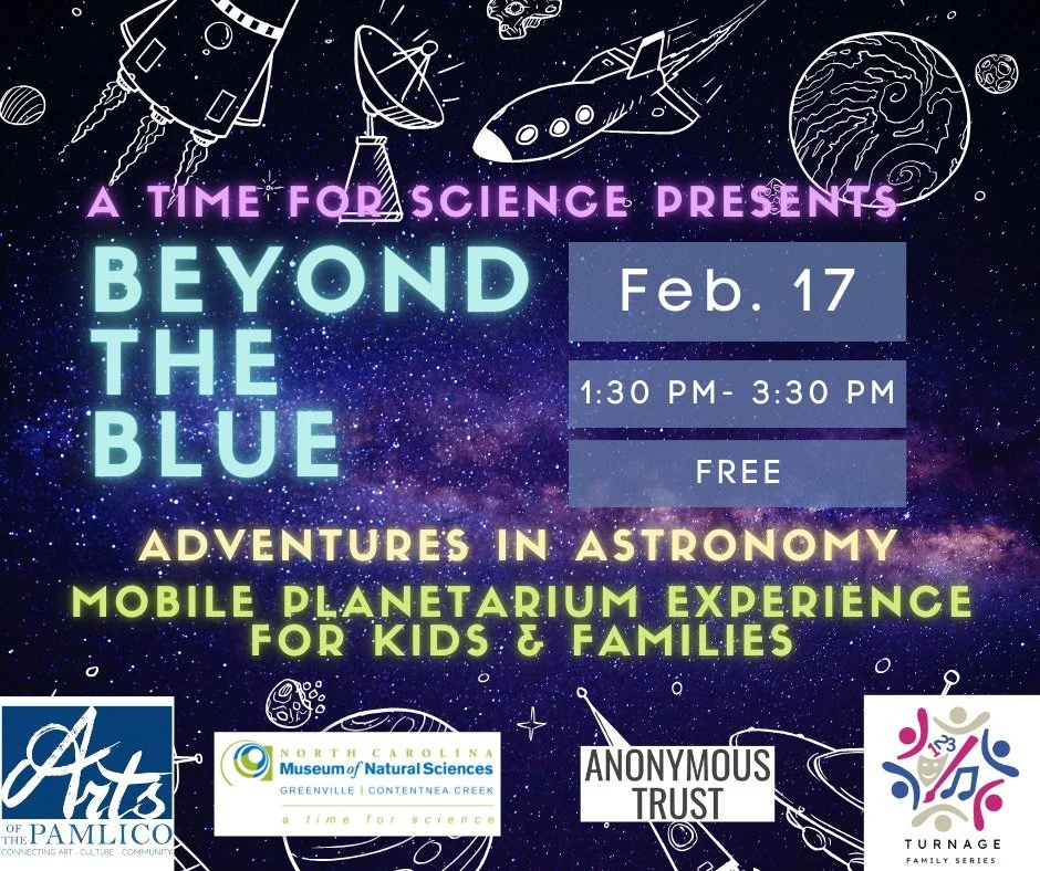 🚀 TODAY at The Turnage! 🌌

&ldquo;A Time for Science&rdquo; presents
✨ Beyond the Blue ✨
An interactive mobile planetarium experience for kids &amp; families!

🗓 TODAY
⏰ 1:30 PM &ndash; 3:30 PM
📍 Historic Turnage Theatre
🎟 FREE

Step inside the 