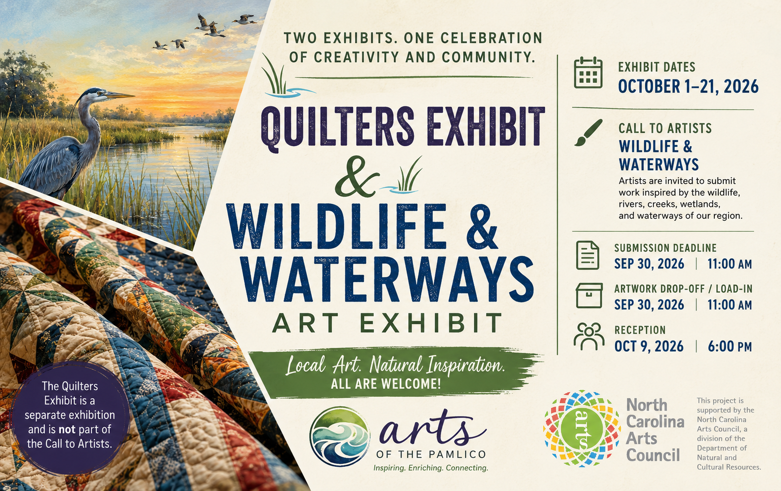Quilters Exhibit & Wildlife & Waterways Art Exhibit Opening Reception