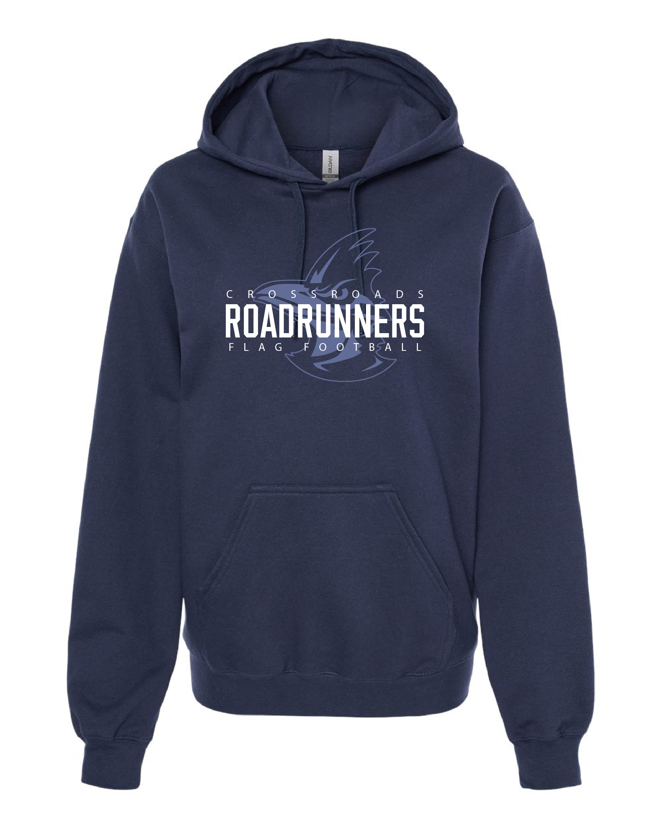 Crossroads Roadrunners Flag Football Hoodie | Navy Graphic Sweatshirt