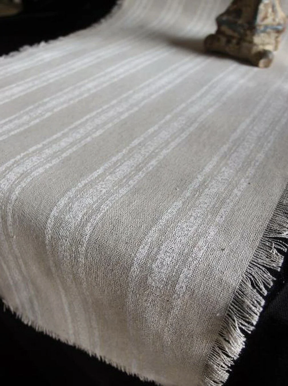 Linen Table Runner with Fringe Edge