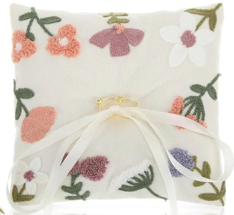 Floral Embroidered Ring Bearer Pillow