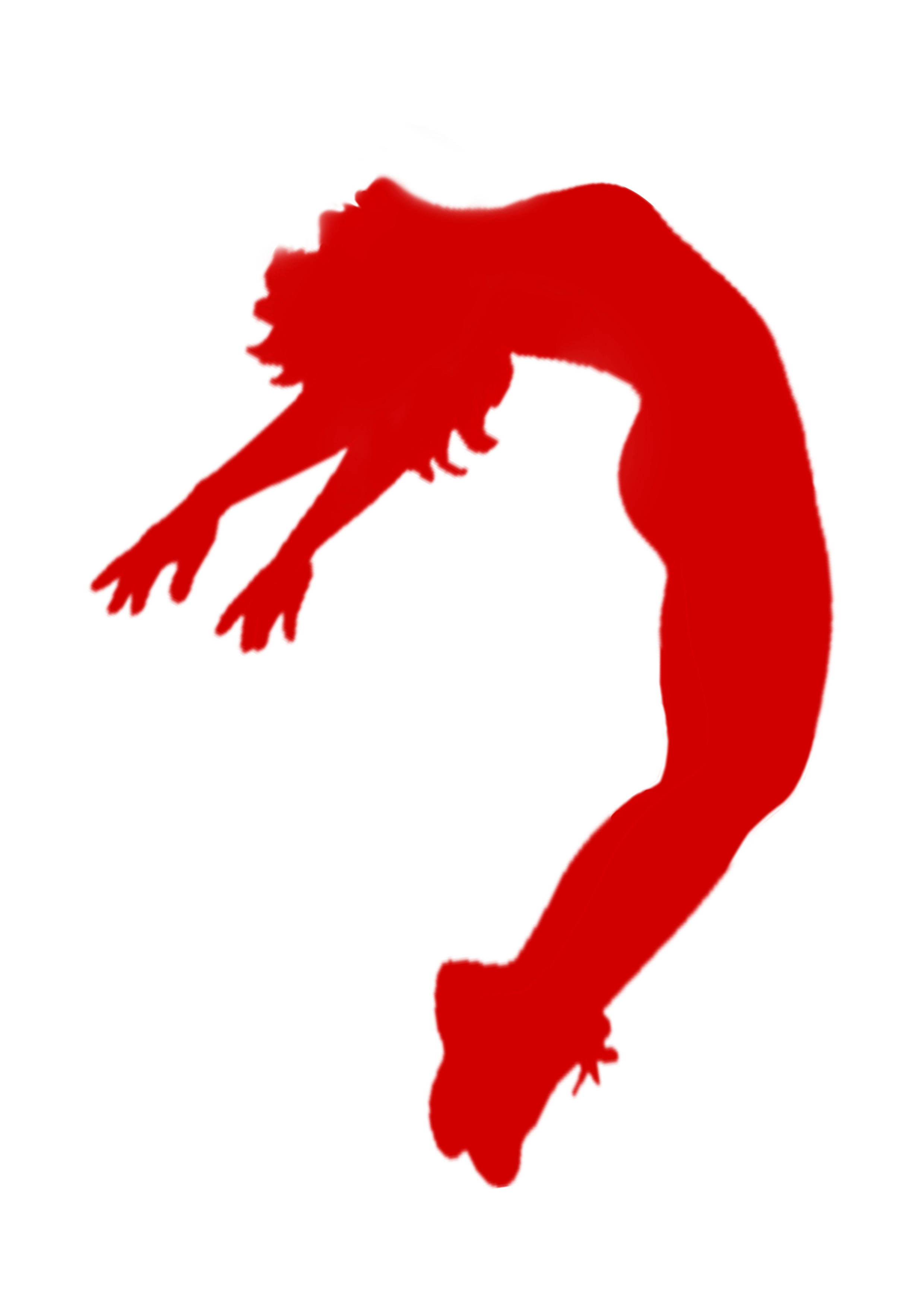 Red silhouette of a Lina Lane, Lead singer of Lina and the Lions.  transparent background