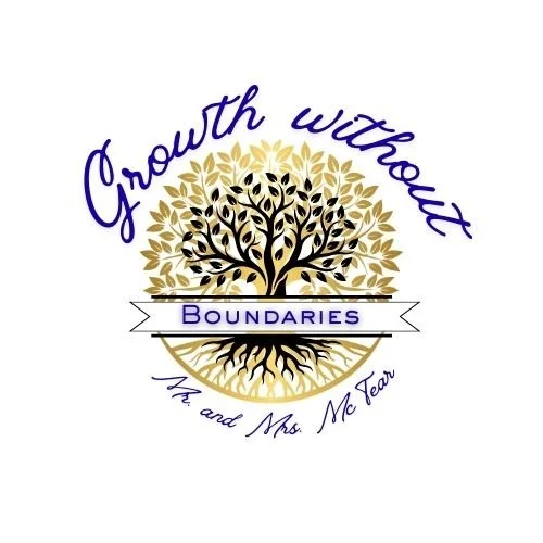 Logo with a tree in the center, surrounded by the words "Growth without Boundaries" and signed by Mr. and Mrs. McTear.