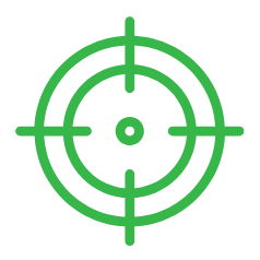 A green crosshair target symbol with concentric circles and cross lines for aiming.