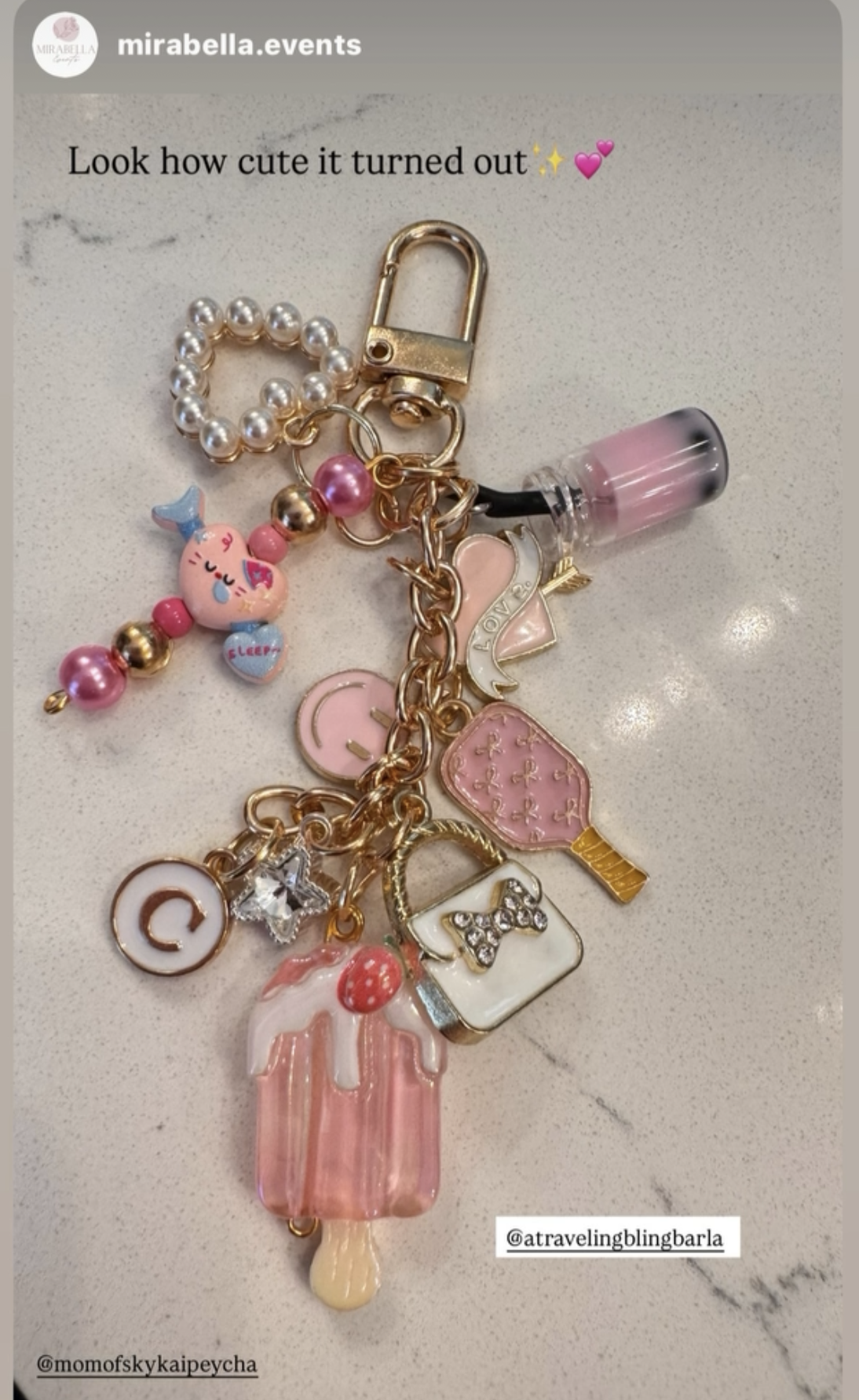 Bag Charm from a Recent Charm Bar Activation with Kids and Adults