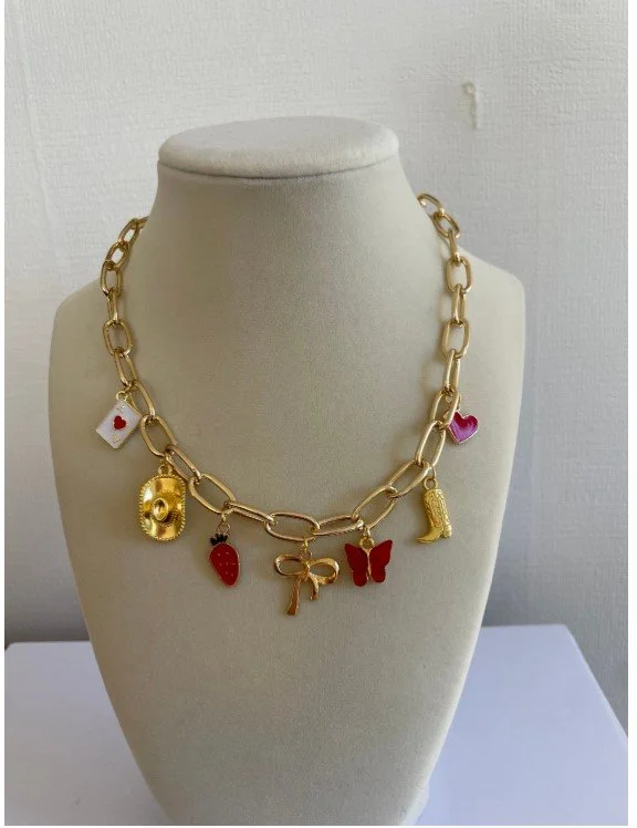 Fun Red Lux Pop of Color Necklace with Elevated Premium Chain