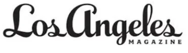 Los Angeles Magazine logo in black and white. Article on Amy's Traveling Bling Bar