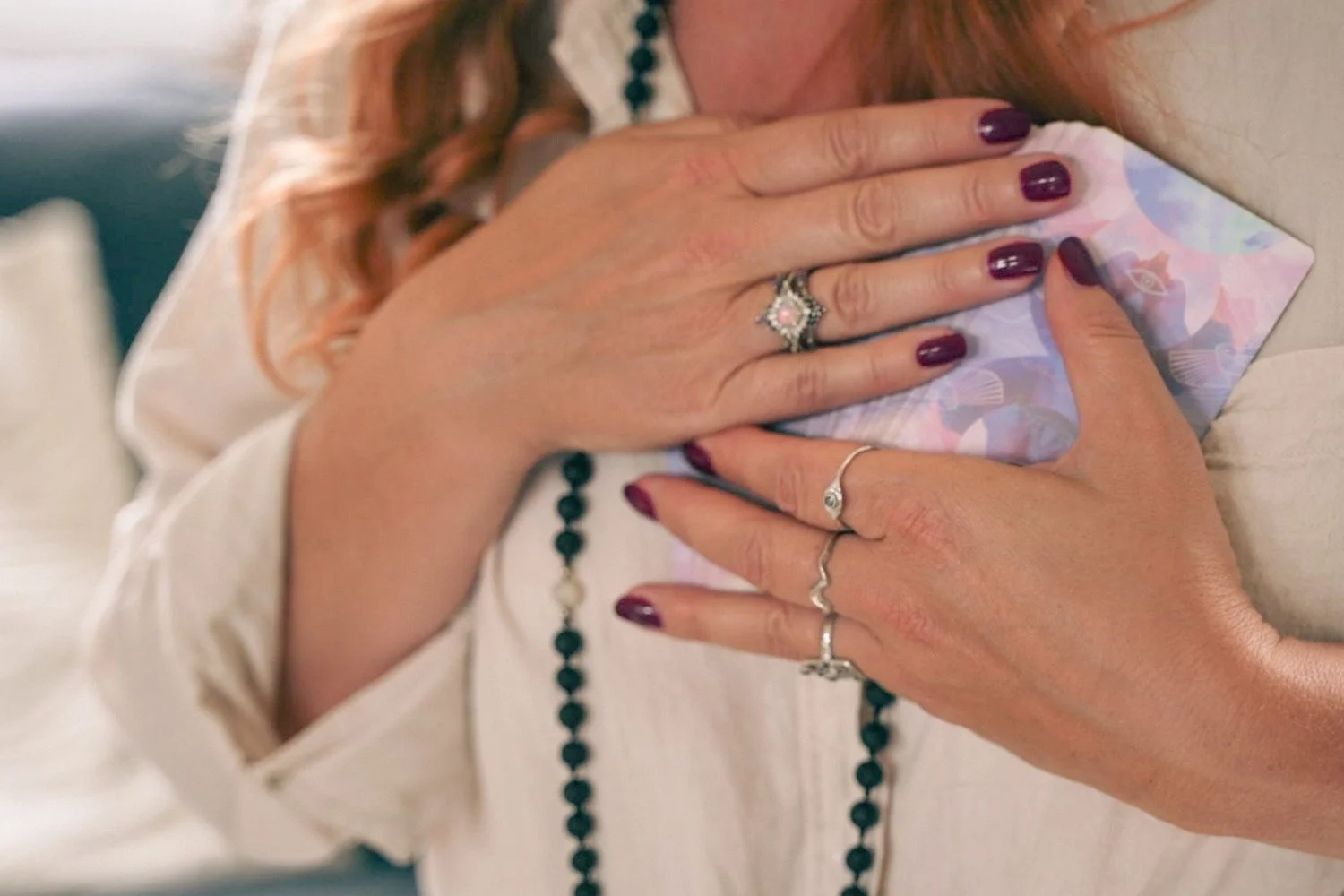 Louise with tarot cards