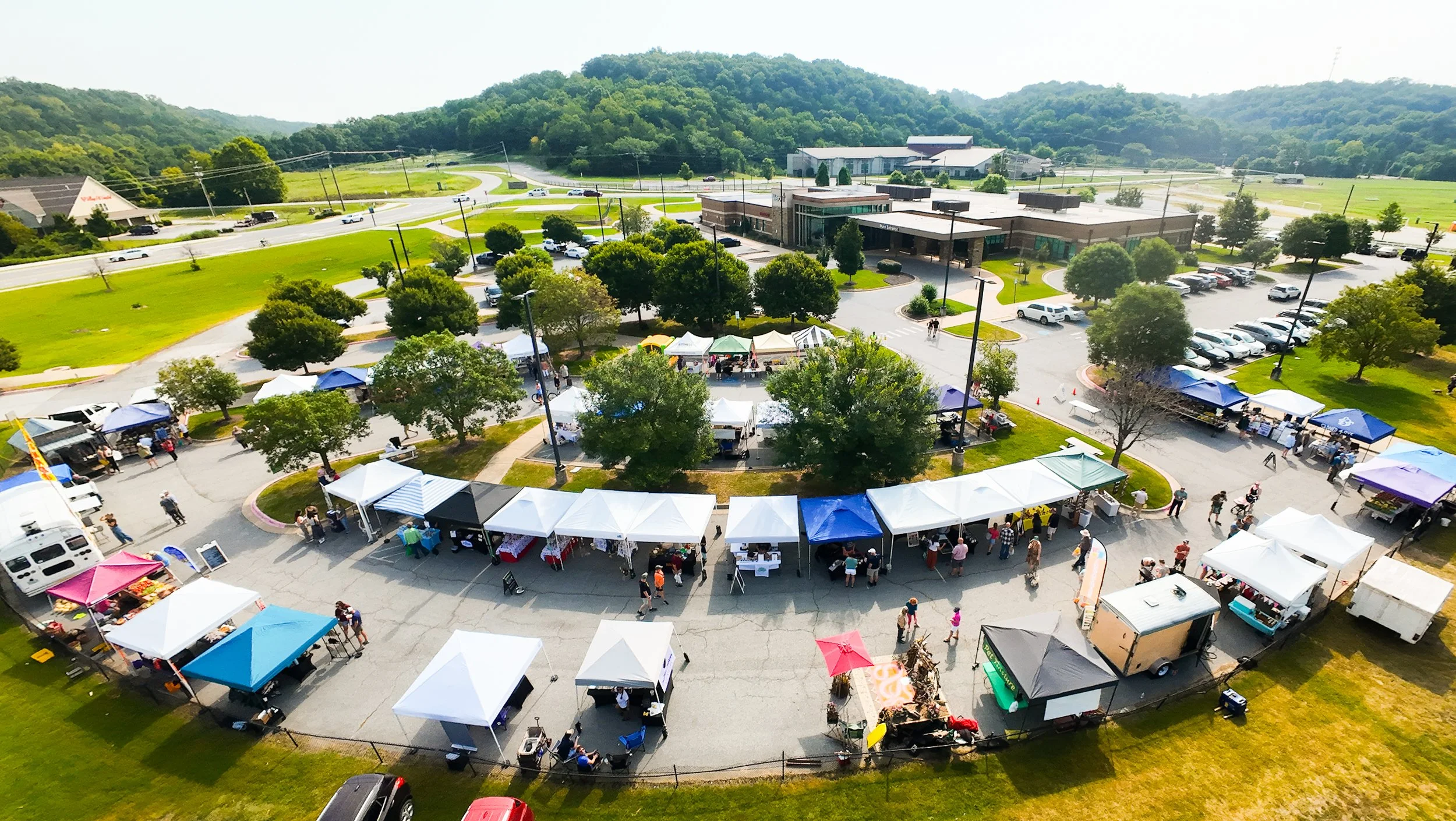 Aerial footage and timelapse of the Bella Vista Farmer's and Maker's Market located in Bella Vista, Arkansas. Click the image for more!
