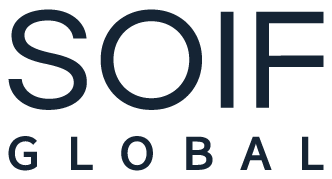 SOIF GLOBAL logo in dark blue font