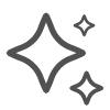Shiny star-shaped sparkle icon with smaller sparkles