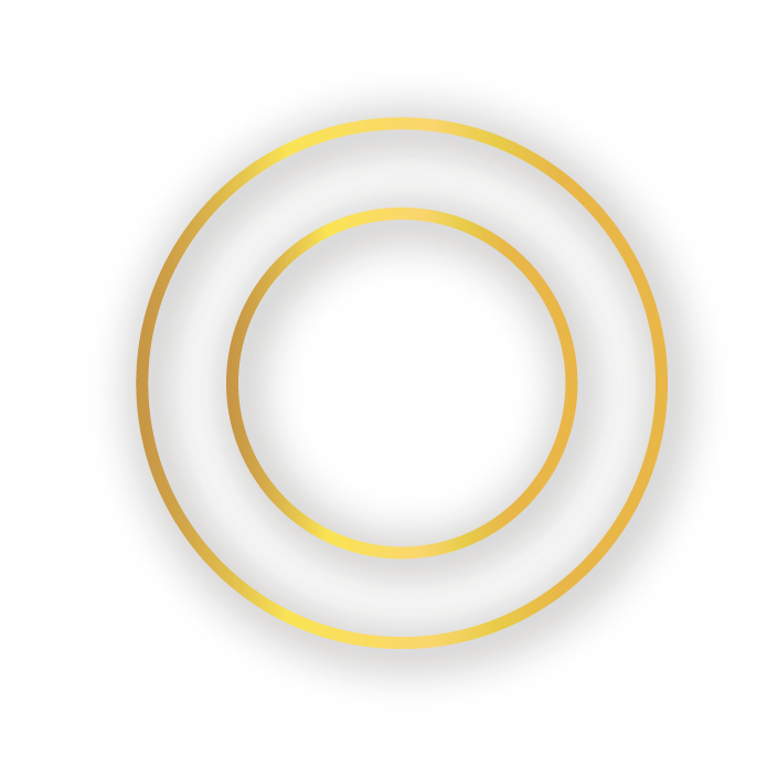 Close-up of three gold concentric rings on a black background.