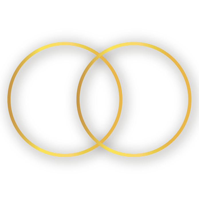 Two intersecting yellow circles on a black background, forming a Venn diagram.
