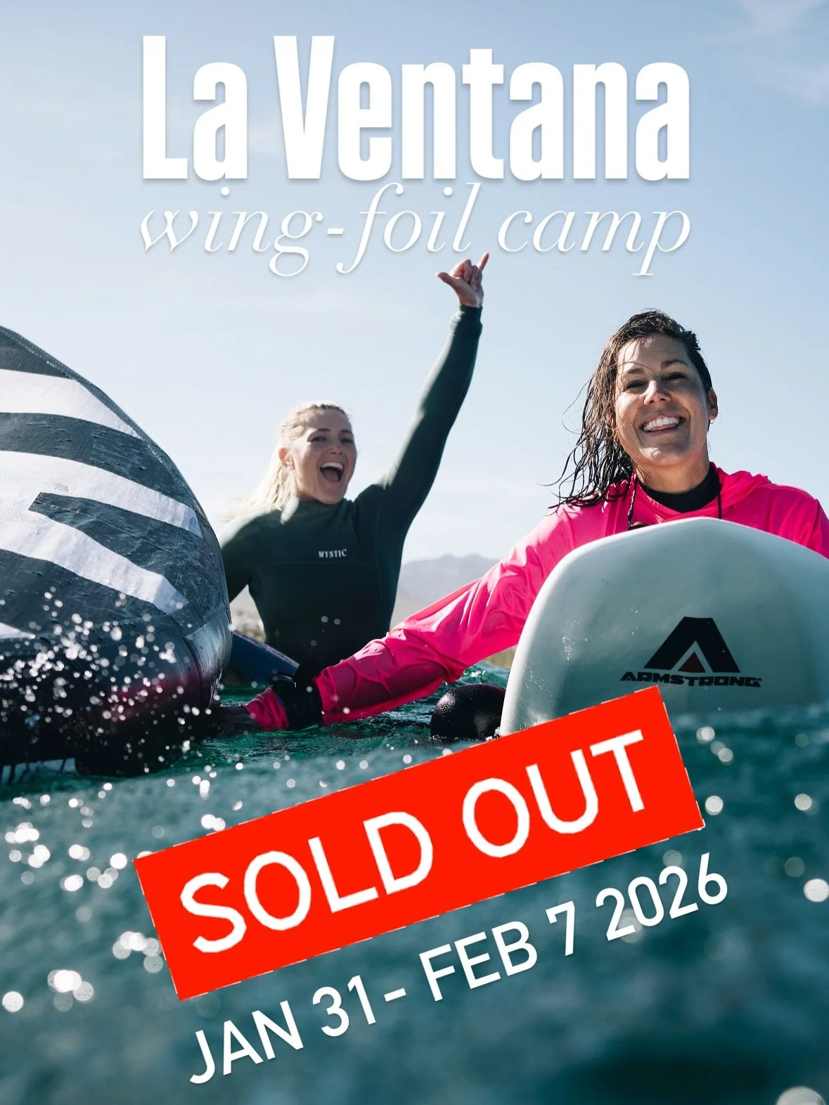 We are all sold out for our La Ventana Camp BUT WAIT we have 2 spots left in our February 21 - 28 wing-foil camp! All levels welcome, join us for a week of progression, community and fun! 

check our website for more info: 
www.strutkiteandwing.com