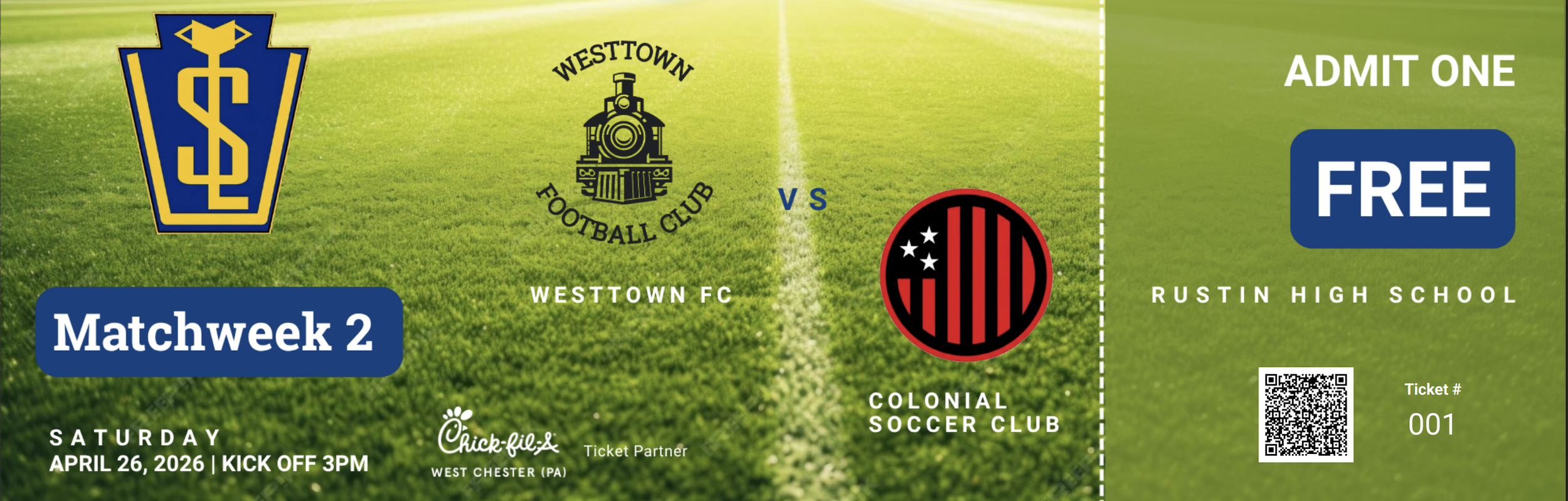 Westtown FC Game Ticket 04/26/26