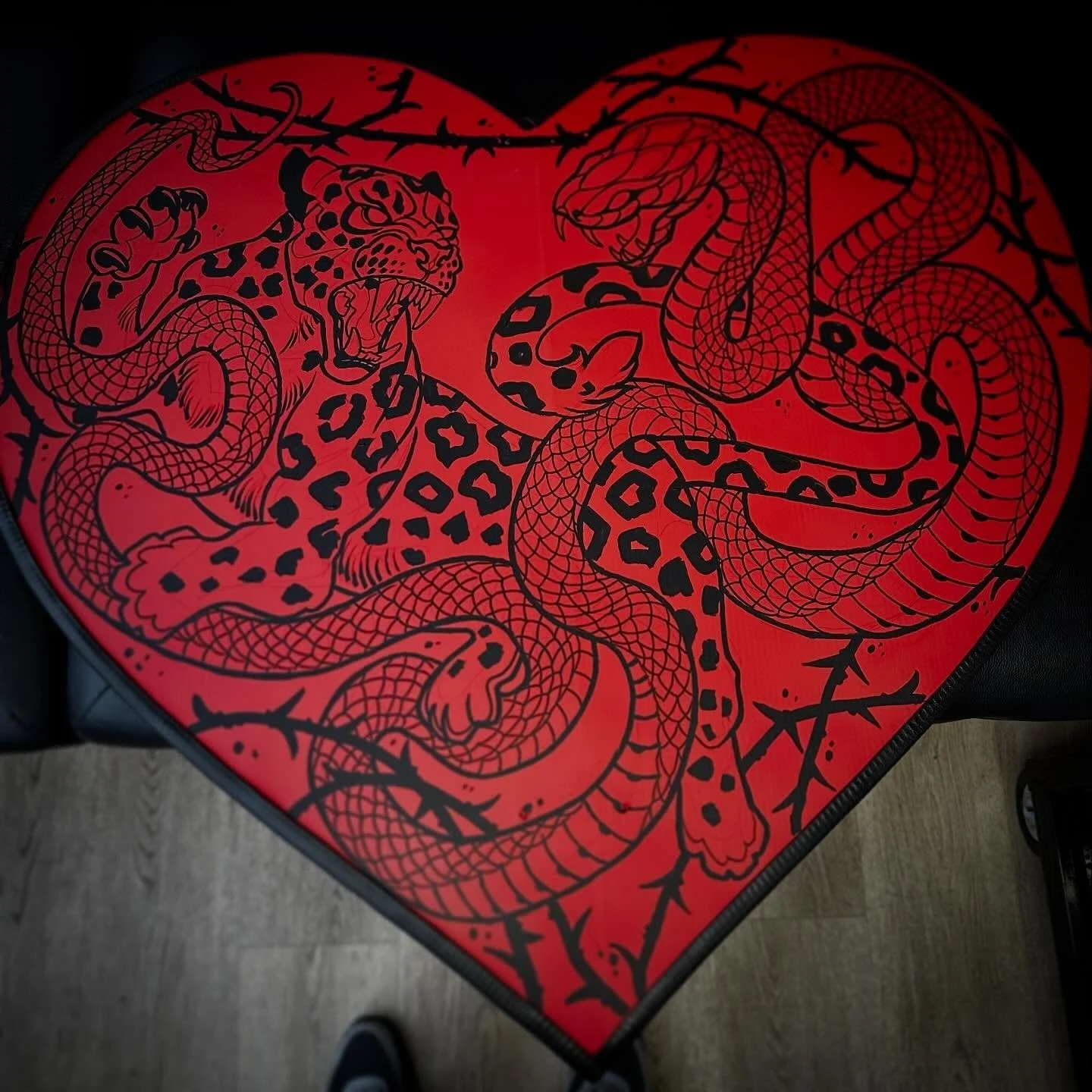 Someone threw away their heart, and I turned into art. Found this canvas in the street after Valentine&rsquo;s Day and had fun designing something to fit the space. &ldquo;If you are a Lover, you gotta be a fighter.&rdquo;-Keanu Reeves. #lover #fight
