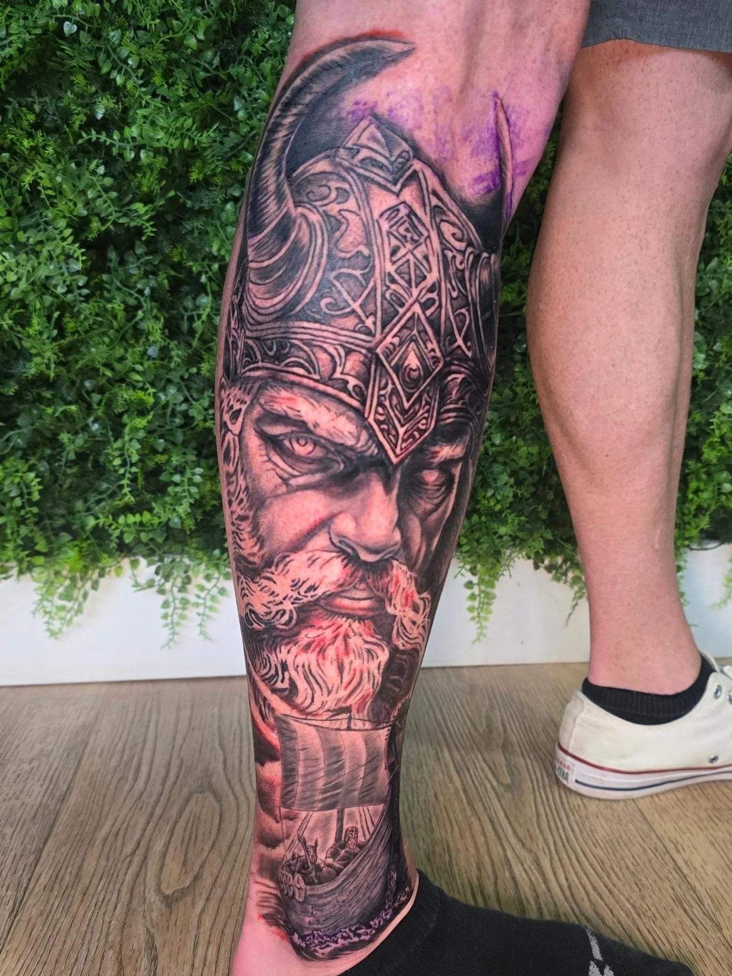 The first piece to a new viking style sleeve im working on. Im so excited for this sleeve! Let me know what you guys think! 
.
Booking may!! Shoot me a message or come by the shop and let's make your next tattoo idea come to life! Sovereign Souls Tat