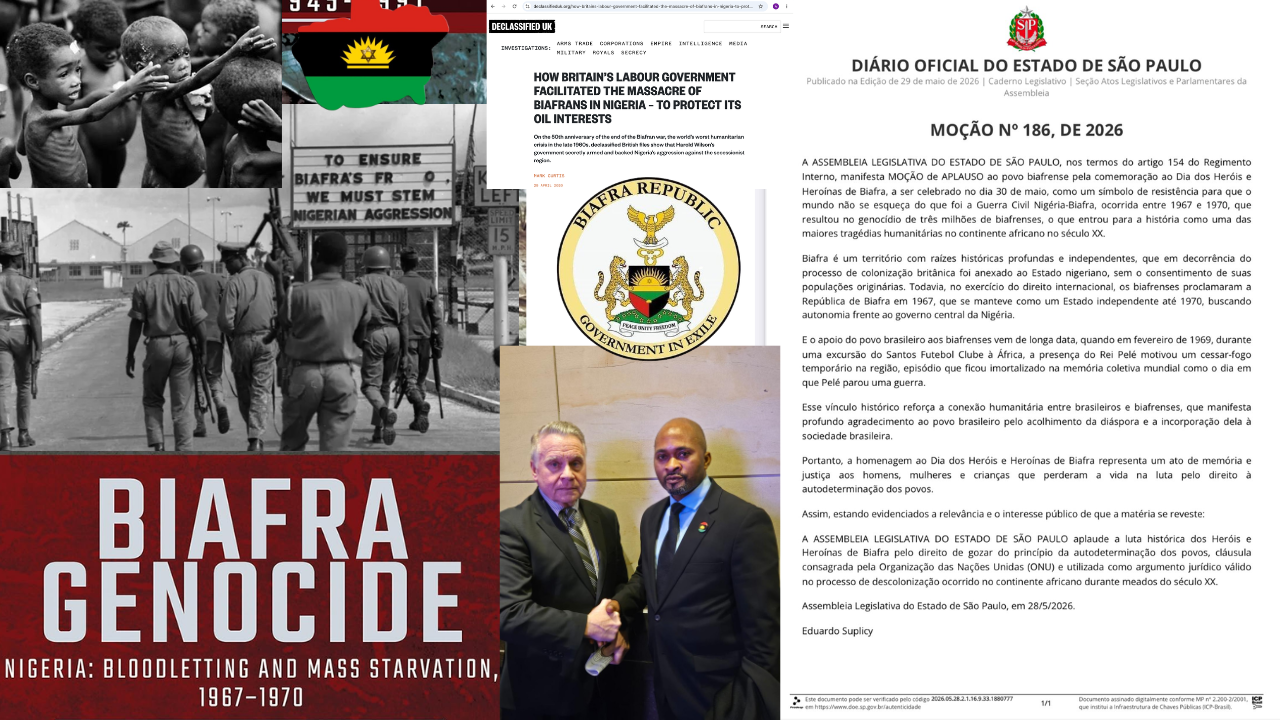 BRAZIL LEGISLATIVE ASSEMBLY OF THE STATE OF SÃO PAULO RECOGNISES BIAFRA GENOCIDE OF 1967-1970, BRGIE PM NKERE WELCOMES THIS GESTURE FROM BRAZIL AS PART OF BIAFRA RESTORATION.
