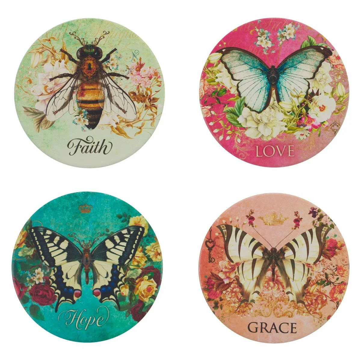 Secret Garden 4-Piece Ceramic Coaster Set