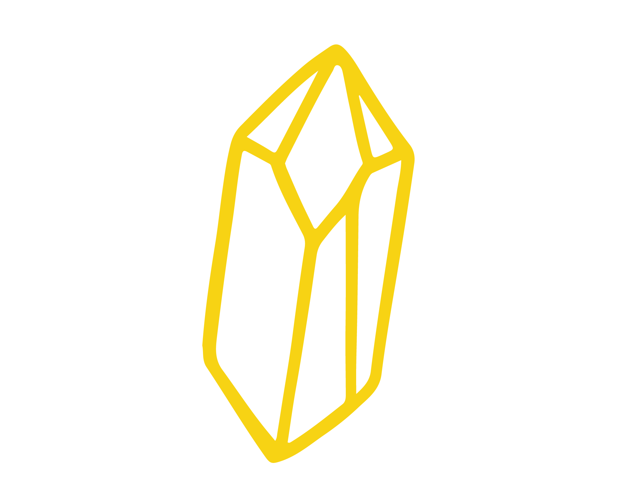 Yellow line illustration of a crystal.