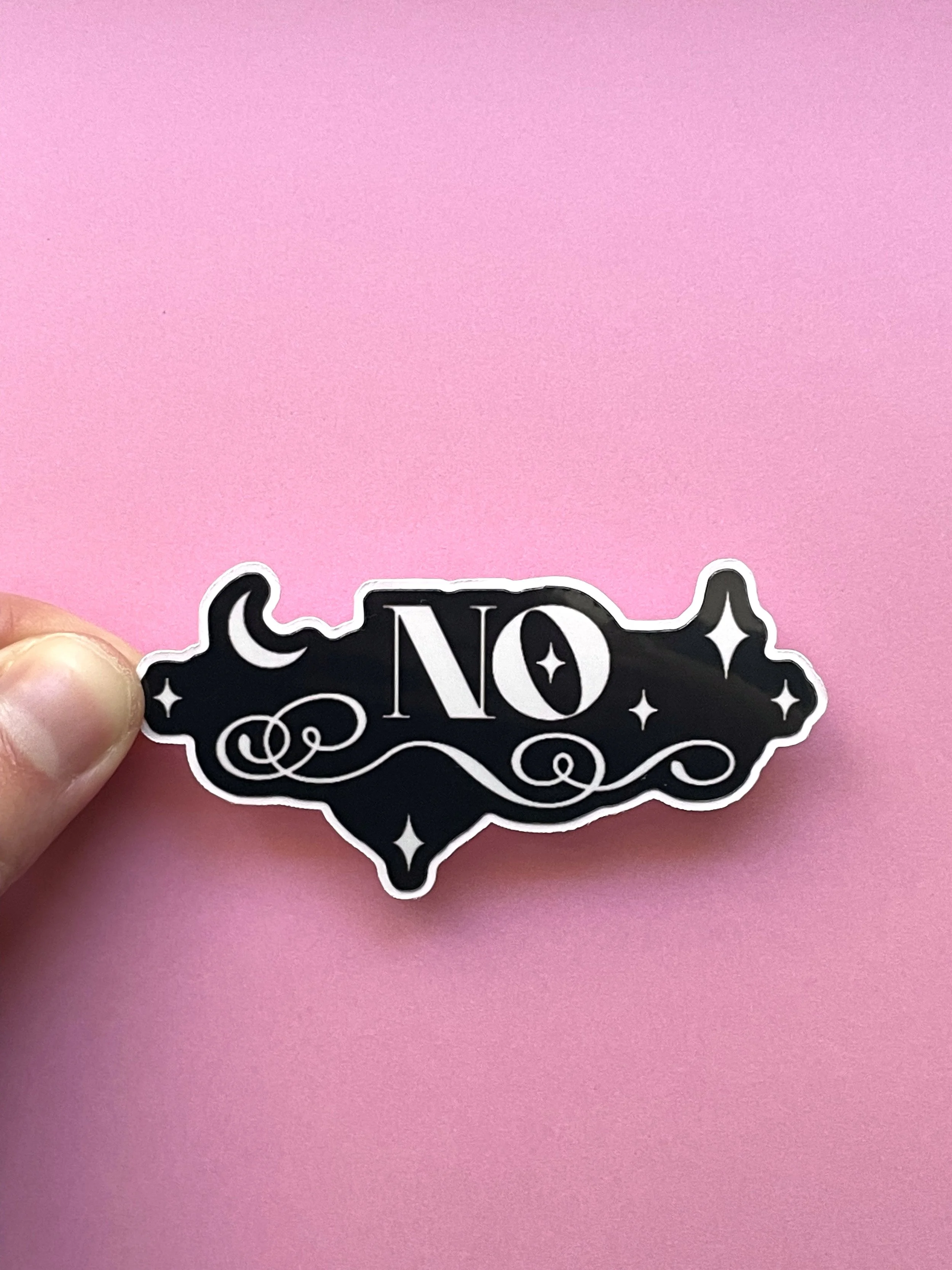 "No" Black and White Sticker - Consent and Boundary Setting Waterproof Stickers