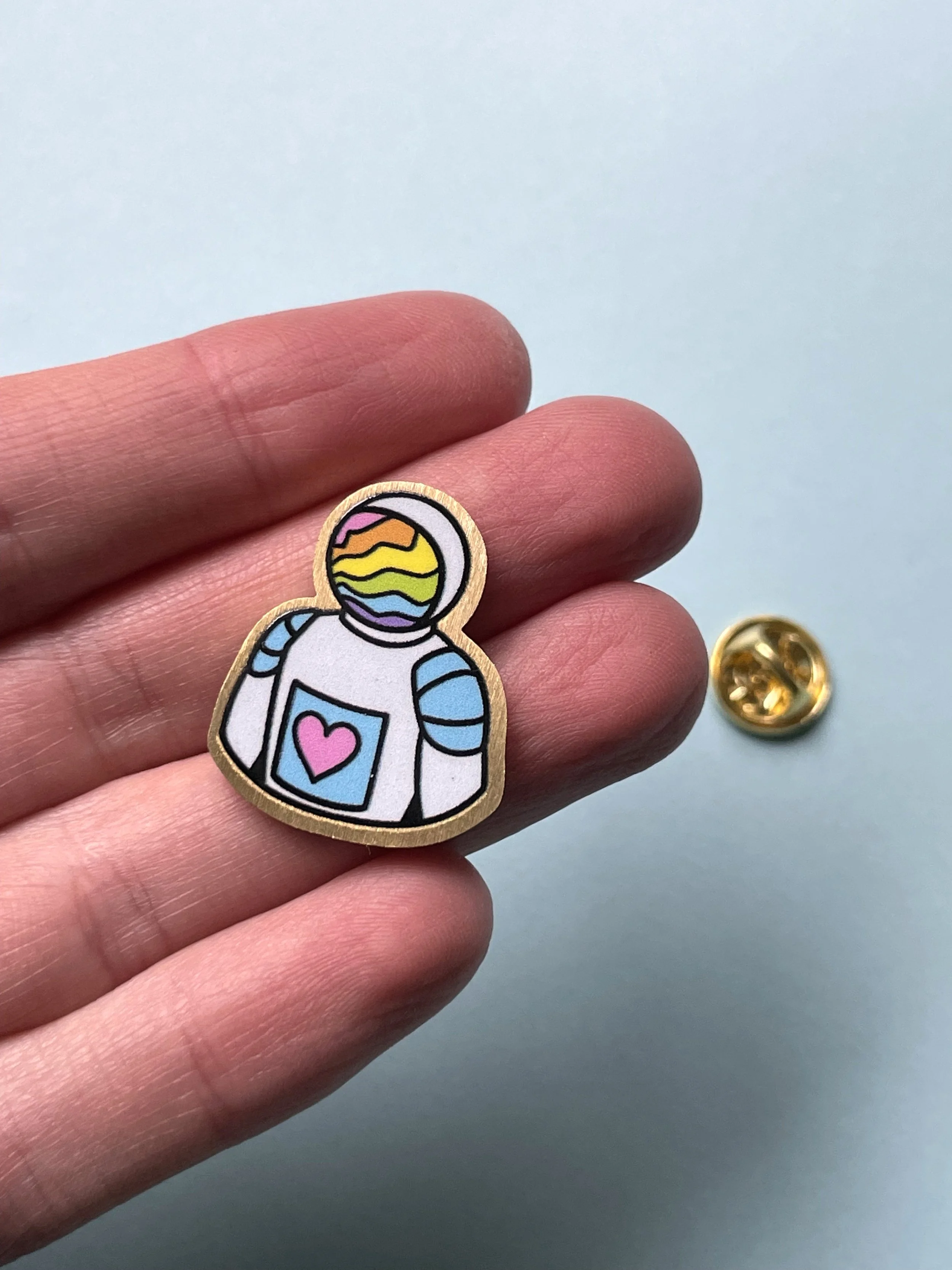 Gaystronaut Metal Pin - 1” Space-Themed Astronaut Pins, Recycled Brass