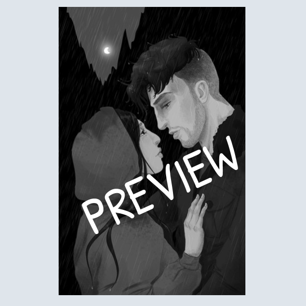 Aliya and Noah in the Rain - Digital Art Download from My Shy Alpha: Book 1