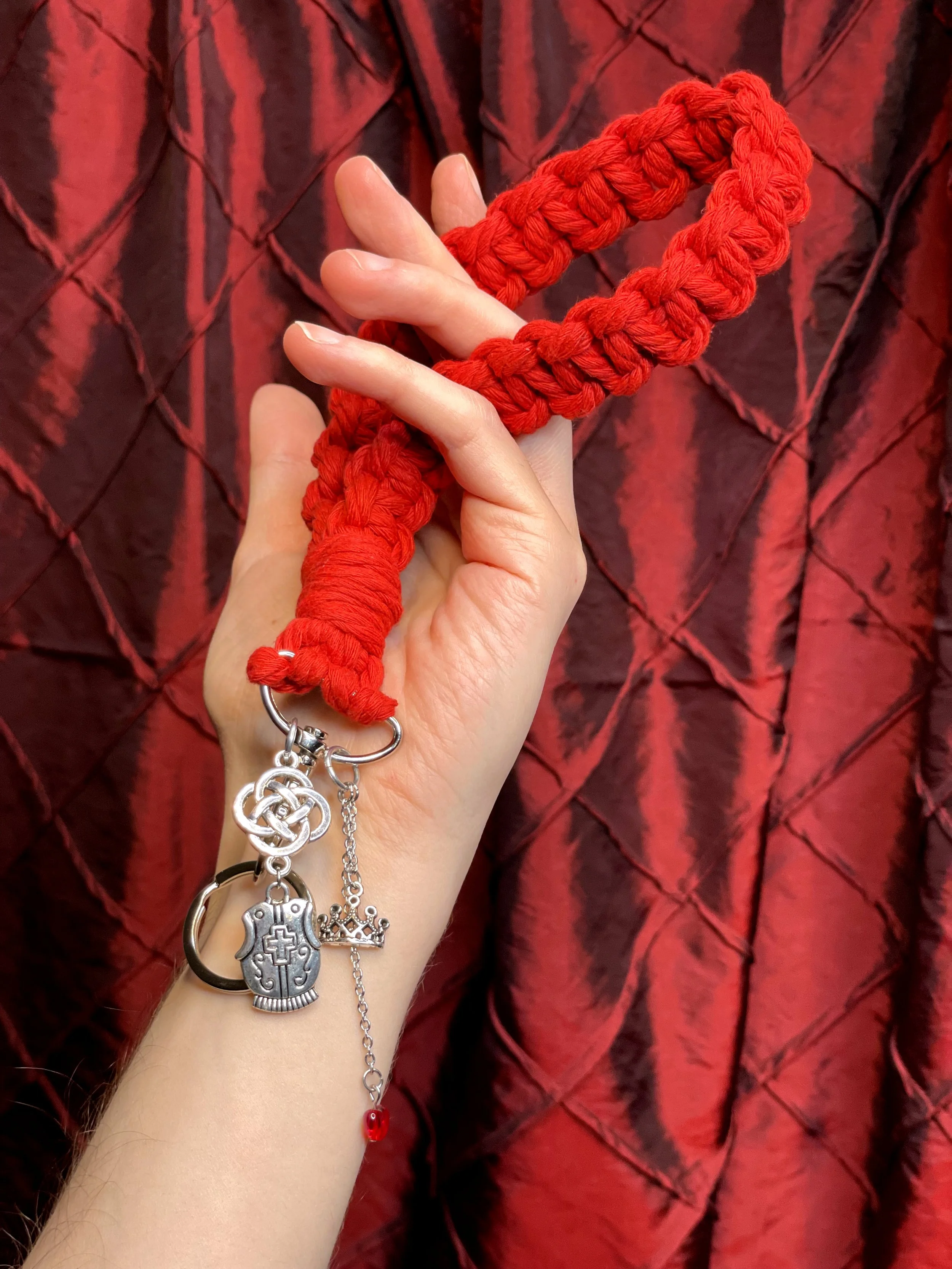 Handmade, Wristlet-Lanyard Keychain with Charms Inspired by Unraveling with You