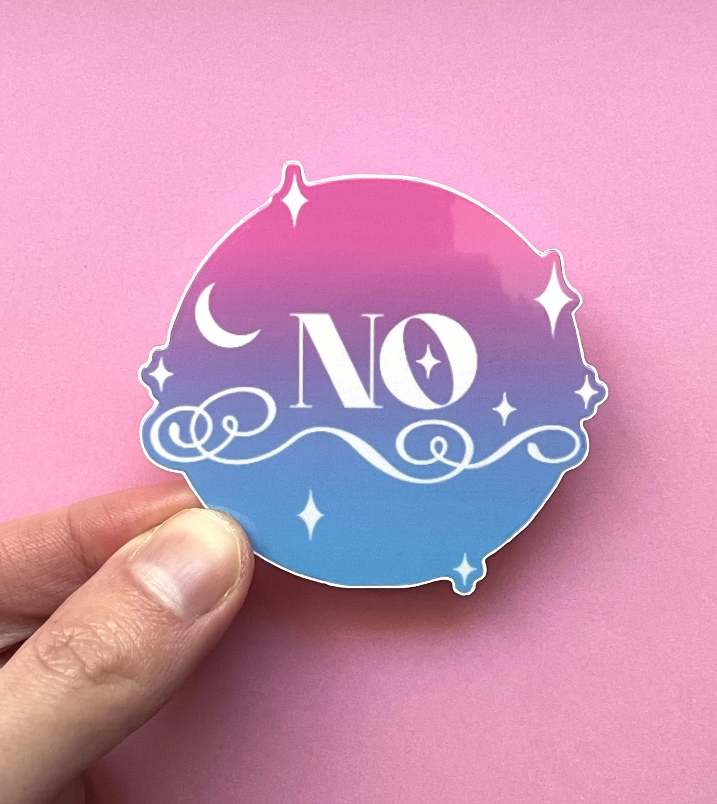 "No" Pink & Blue Sticker - Consent and Boundary Setting Waterproof Sticker