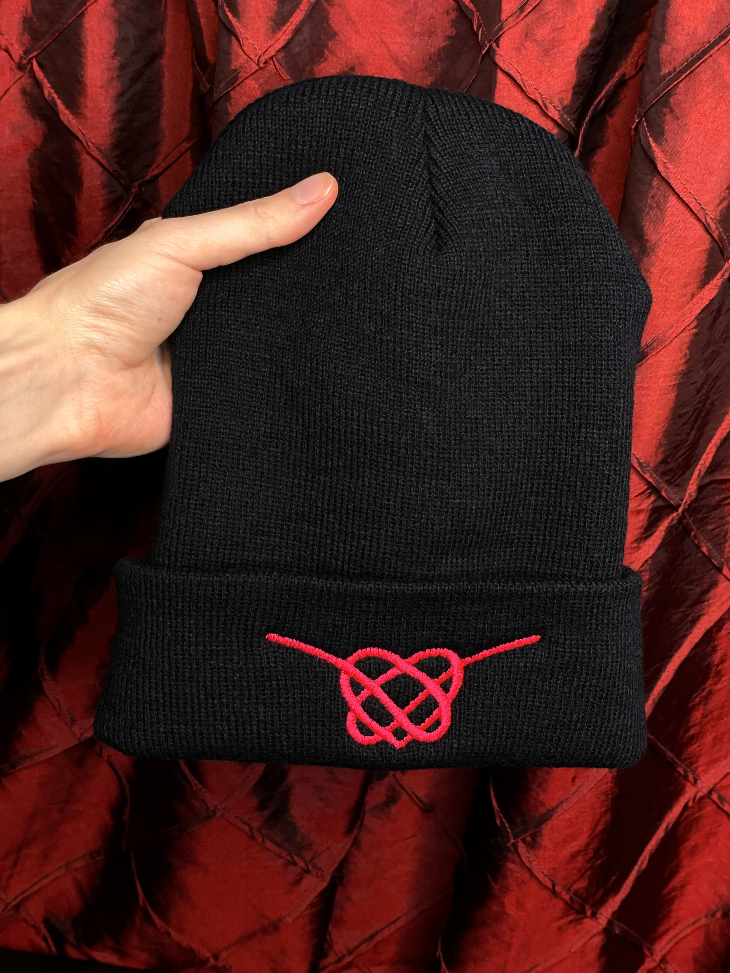 Heart Knot Embroidered Beanie
